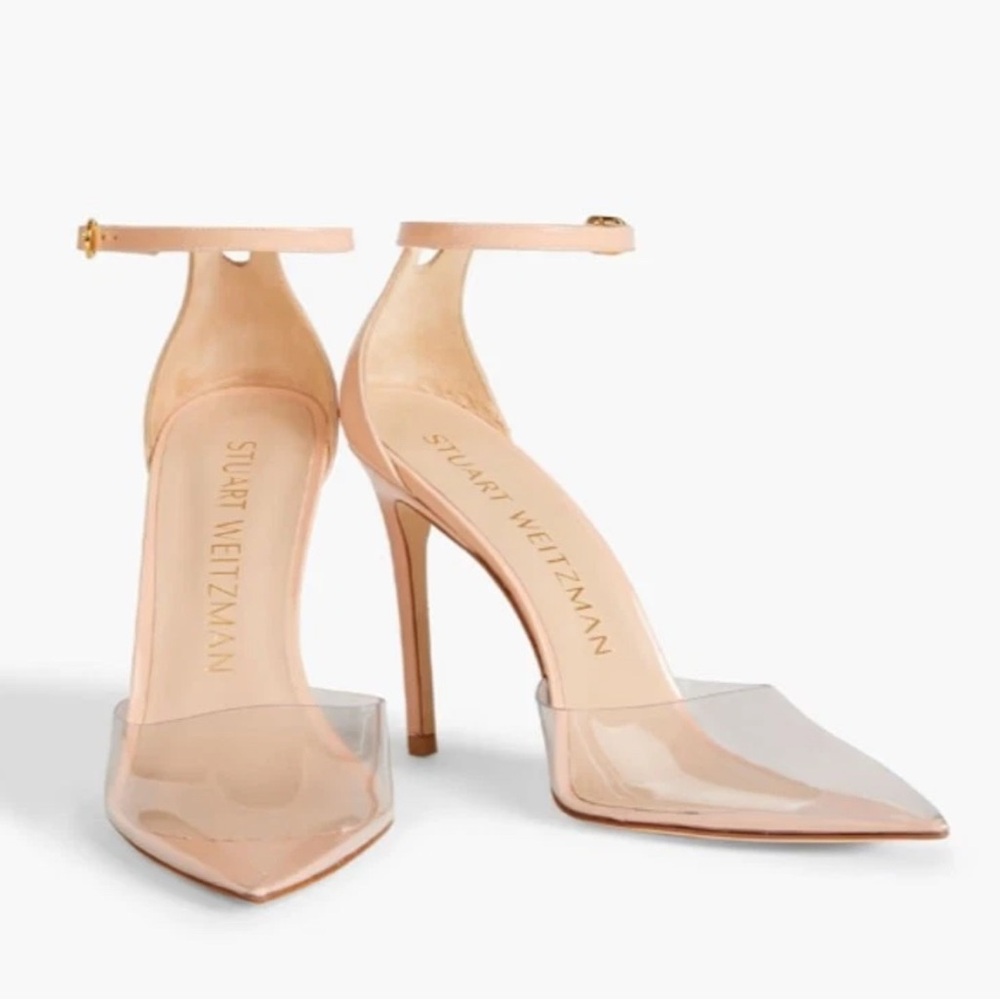 Stuart Weitzman 100 Women's Nude Patent & PVC Heels NWT